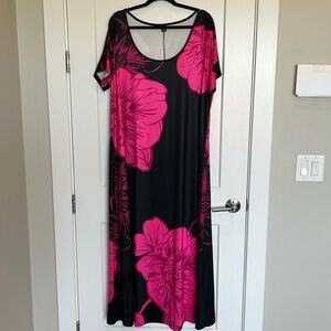 Elegant Black and Pink Floral Dress